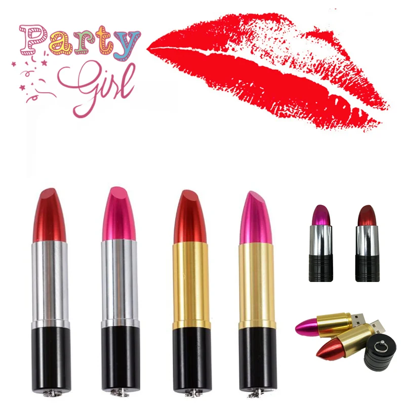 

Pendrive Fashion Women Lipstick Usb Flash Drive Metal Pen Drive 256GB 4G 8G 16GB 32GB 64G 128G Flash Memory Card Usb Flash Stick