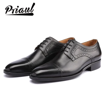 

Leather Shoes Men Formal Derby Genuine Leather Vintage Retro Fashion Wedding Office Brand Luxury Party Mens Casual Shoe