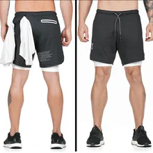 Мужские короткие штаны для фитнеса, новые летние повседневные сетчатые двухслойные быстросохнущие спортивные шорты, размер M-2XL
