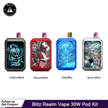 

Original Blitz Realm 30W Vape Pod Kit 1100mAh Battery & TFT Screen & 3.5ml Pod Cartridge & 0.6Ohm Mesh Coil E Cig Vape Kit