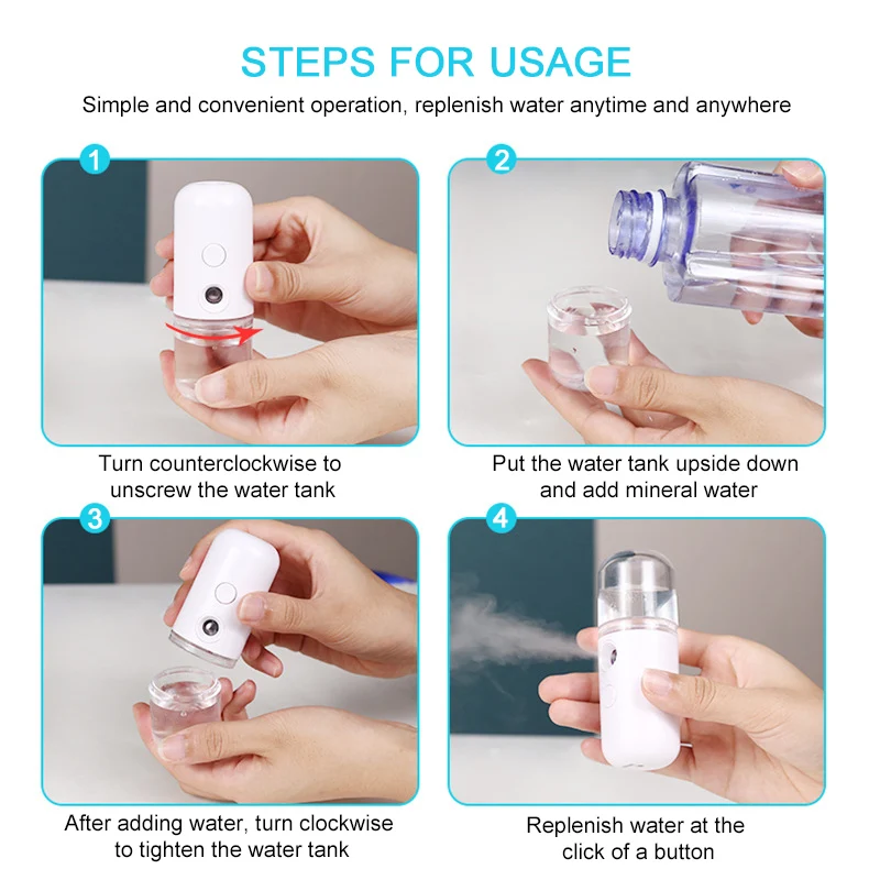 Nano Spray Face Steamer Moisturizing Anti Aging Facial Sprayer Beauty Instrument USB Humidifier Nebulizer Beauty Skin Care Tools images - 6