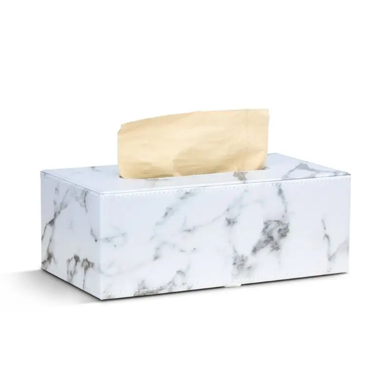 Прямоугольная мраморная льняная коробка из искусственной кожи для салфеток для лица, держатель для салфеток, диспенсер для бумажных полотенец, контейнер для декора дома и офиса
