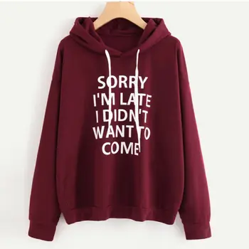 

Ladies Hoodies Hooded Long Sleeve English Print Sweater Women's Hoodie Sweatshirt Letter Print Long Sleeve Pullover Jumper Tops