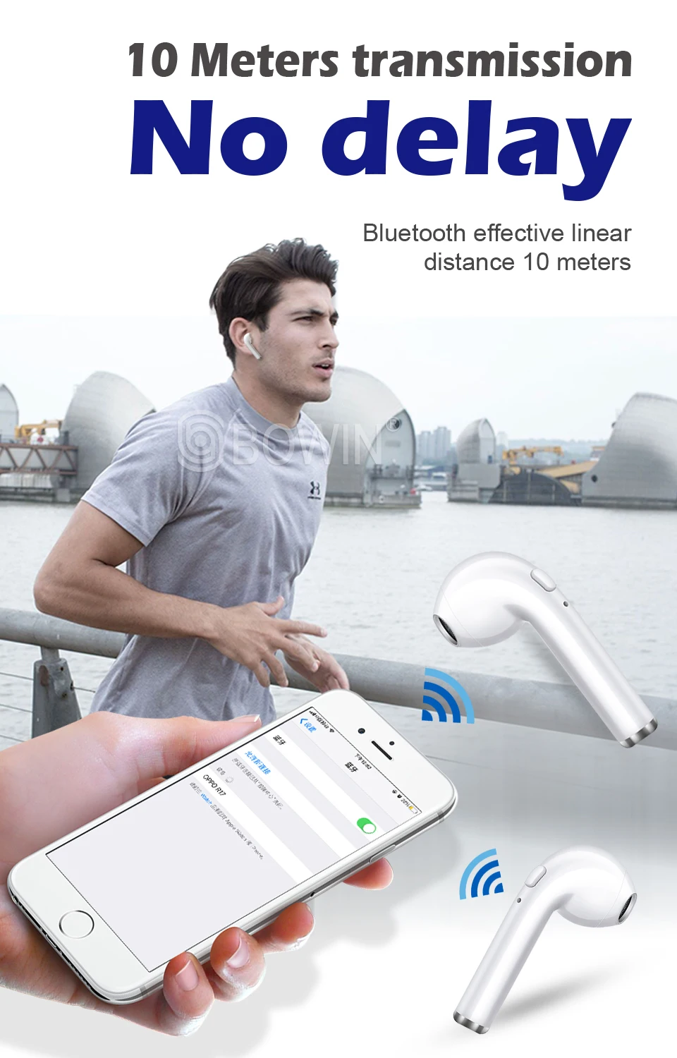 BOWIN I7s TWS Bluetooth наушники 5,0 стерео наушники Bluetooth гарнитура с зарядкой Pod беспроводные гарнитуры для всех смартфонов