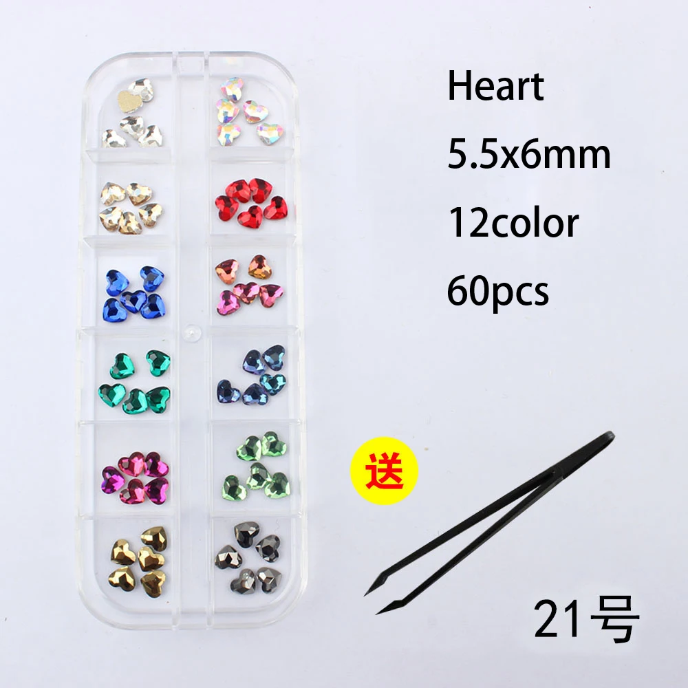 New listing 12 mesh nail art rhinestone mixed shape fancy stained glass crystal 3D nail decoration free shipping - Цвет: NO21