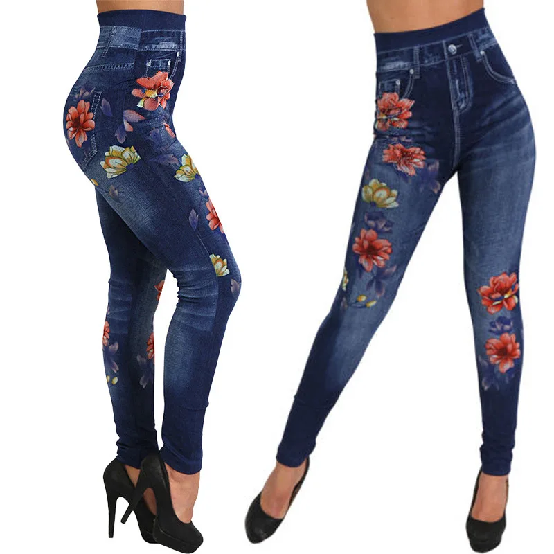 Стрейчевые джинсы с вышивкой для женщин, эластичные джинсы с цветочным принтом, женские облегающие джинсовые штаны, джинсы с узором, женские брюки, новинка