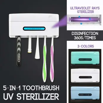 

UVC Ultraviolet Toothbrush Sterilizer Toothbrush Holder Toothpaste Extruder Dispenser Household Wall-mounted Bathroom Tool Set