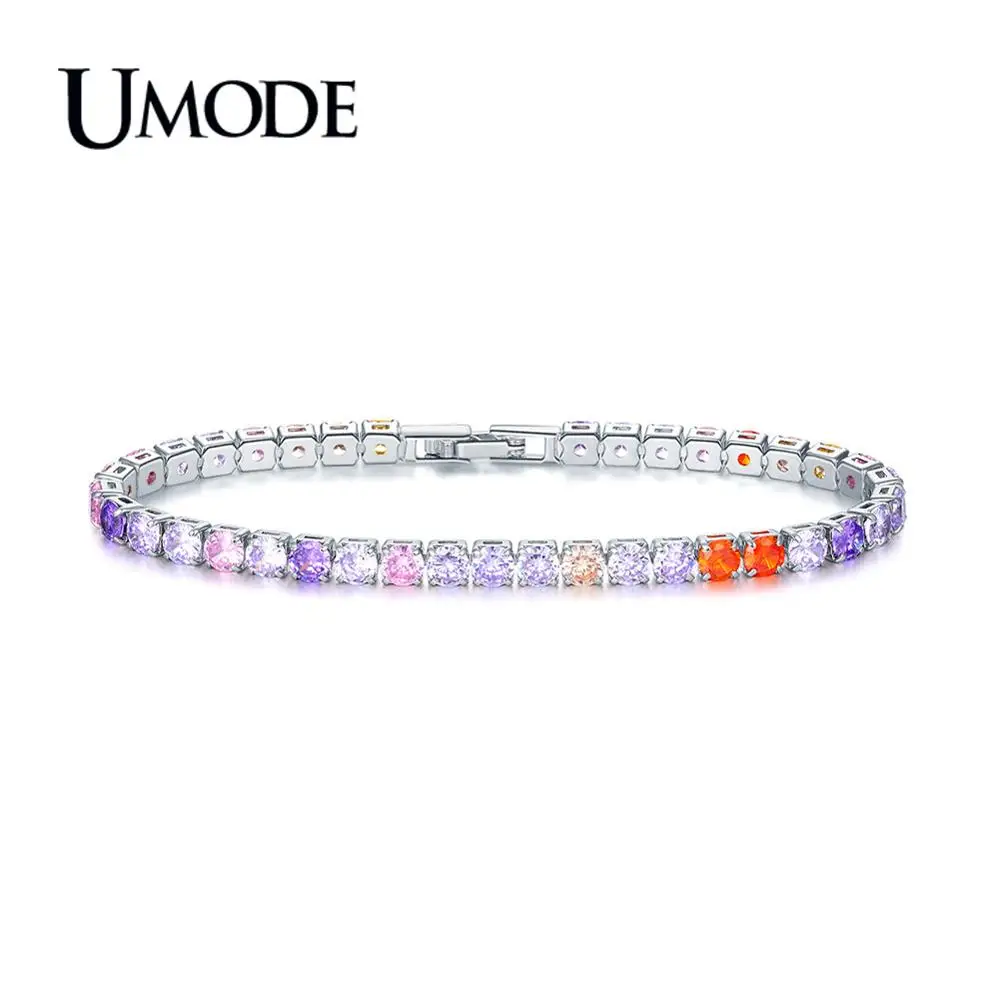 Женский теннисный браслет UMODE Круглый 4 мм 0 25 карат с кристаллами циркона
