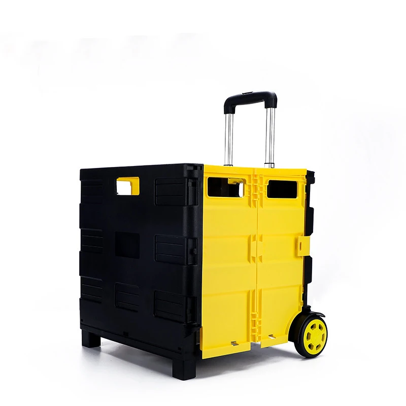 

E-FOUR Fold Shopping Cart Portable Collapsible Folding Wheel Grocery Trolley Crate Car Portable Hand Carts Luggage Trolley Auto