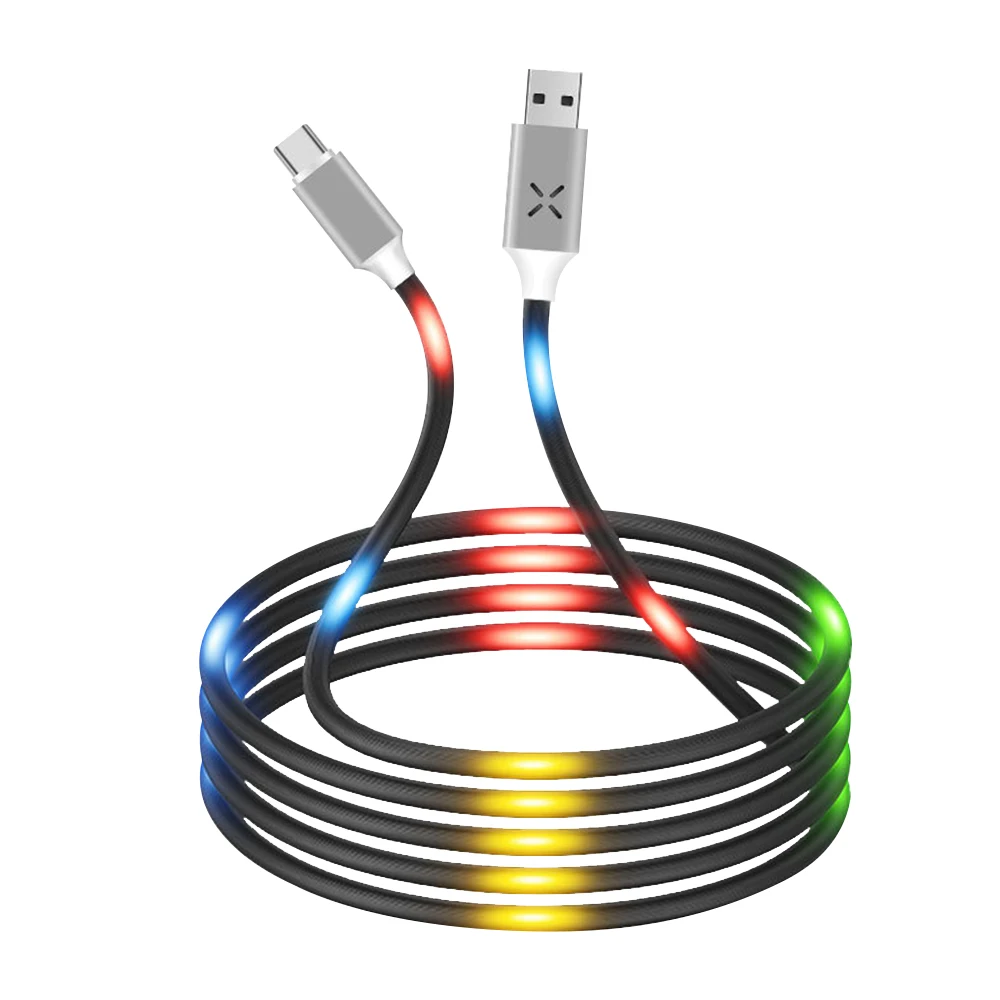 ANKNDO sterowanie głosem światła rodzaj Usb C kabel otoczenia Led kabel Micro Usb 1M 2.4A Usb C telefon przewód ładowarki Usbc przewód do ładowania