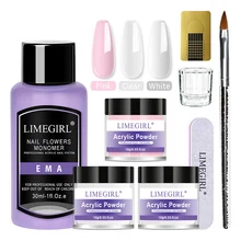 

Nail Acrylic Powder And Monomer Set With Nail Brush Nail Forms Manicure Kit 3 Colors Acrylic Powder Kit