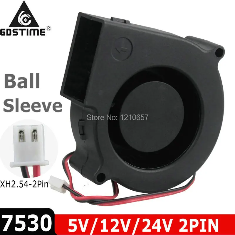 1 шт. Gdstime 7530 DC 5V 12V 24V 2Pin двойной подшипник 75 мм 75x30 Компьютер ПК Бесщеточный