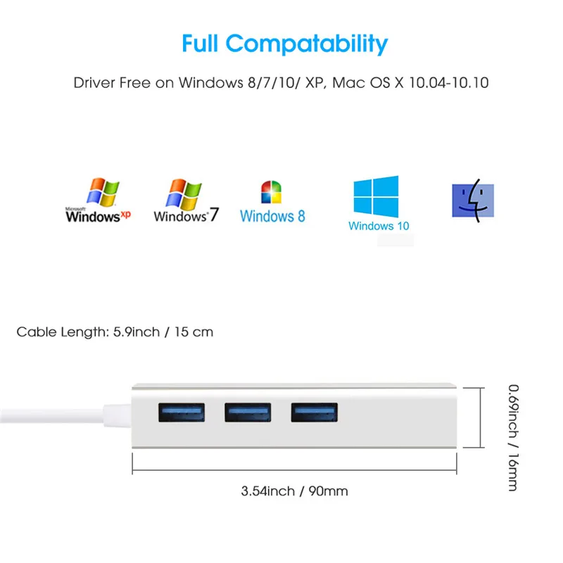 USB Ethernet адаптер 3 порта USB 3,0 концентратор USB для Rj45 1000 Мбит/с Lan сетевая карта для Macbook pro Mac настольный компьютер