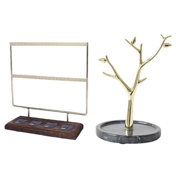 

2 Pcs Earring Necklace Bracelet Jewelry Display Tray Hanger Organizer-25 x 9 x 25Cm & 22 x 14Cm