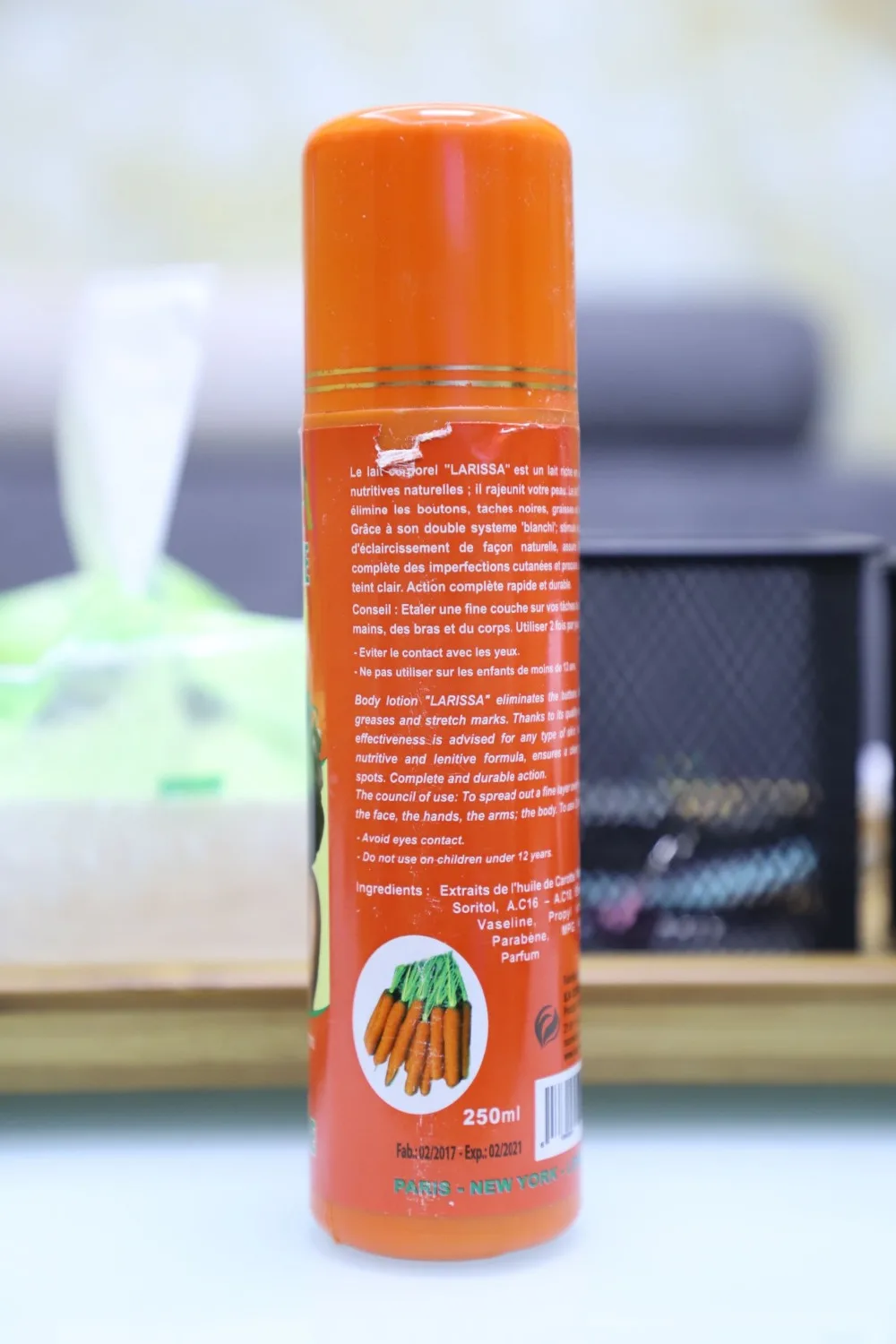 Лариса LAIT DE BEAUTE CAROTTE отбеливающий лосьон для красоты 250 мл