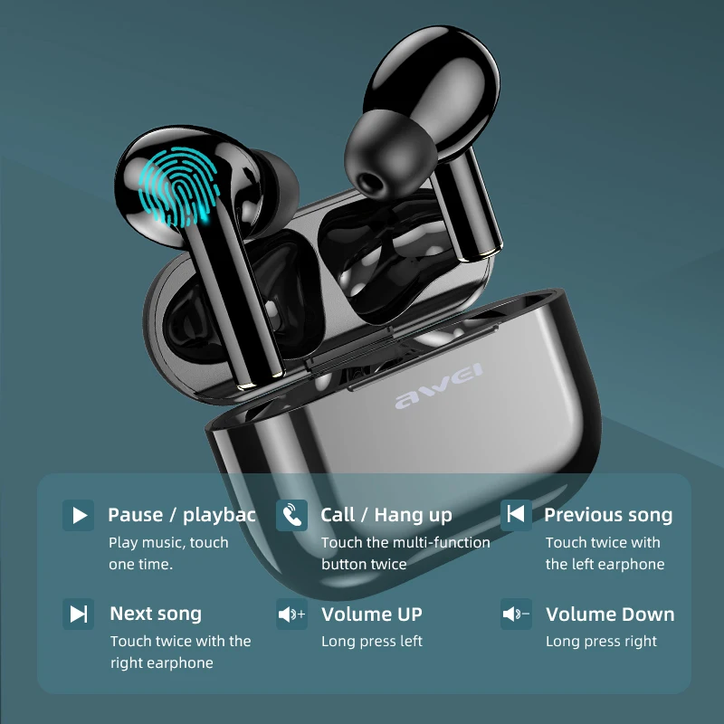 AWEI T29 настоящие беспроводные наушники Bluetooth 5 0 с микрофоном сенсорное управление