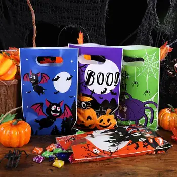

120pcs Halloween Candy Bags 4 Patterns Trick or Treat Bags Handy Halloween Party Gift Bags Goody Bags for Halloween Party