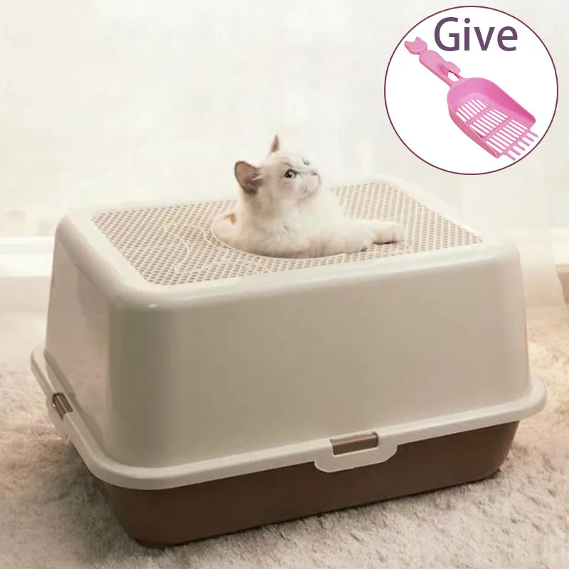 Fully Closed Cat Toilet Pet Bedpan Anti Splash Large Cat Litter Box Top Into Sand Box Deodorization Tray Send Cat Litter Shovel Fully Closed Cat Toilet Pet Bedpan Anti Splash Large Cat Litter Box Top Into Sand Box Deodorization Tray Send Cat Litter Shovel