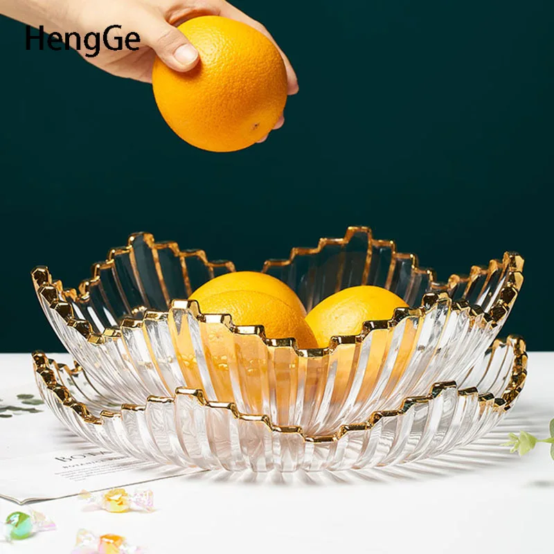 

Роскошные стеклянные тарелки для фруктов в золотых тарелках для рукоделия, тарелки для орехов, журнальный столик, Настольный органайзер для десертов, тарелки, украшение для дома