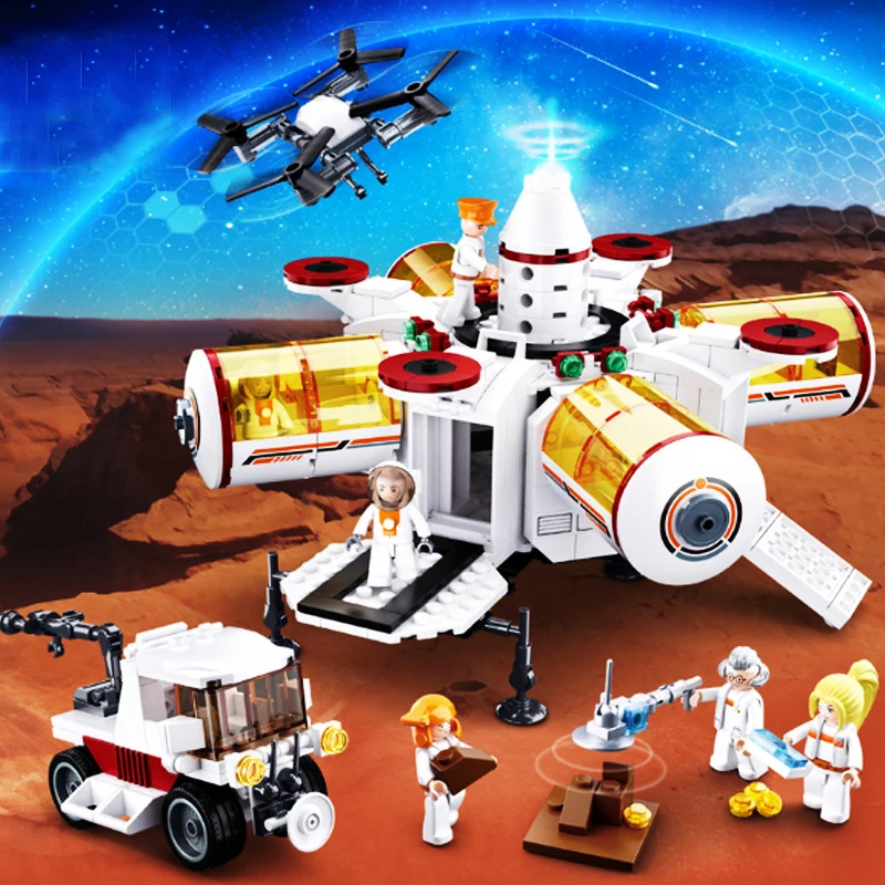 Skup Dla dzieci w przemyśle lotniczym serii klocki zabawki kompatybilny z Legoinglys przestrzeni miejskiej z dostępem do kanałów satelitarnych rakieta kosmiczna DIY figurki cegły