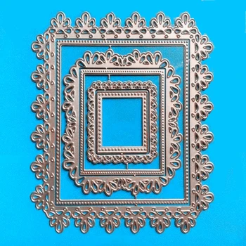 

YINISE SCRAPBOOK Metal Cutting Dies For Scrapbooking Stencils LACE RECTANGLE FRAME DIYPAPER Album Cards Making Embossing Die CUT
