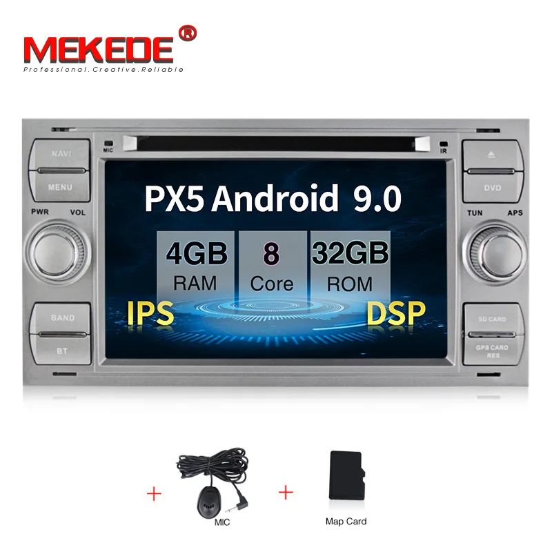 PX5 4 Гб+ 32 ГБ Android 9,0 автомобильный радиоприемник gps навигация для Ford/Mondeo/Focus/Transit/C-MAX/S-MAX/Fiesta встроенный DSP ips vedio out - Цвет: silver model