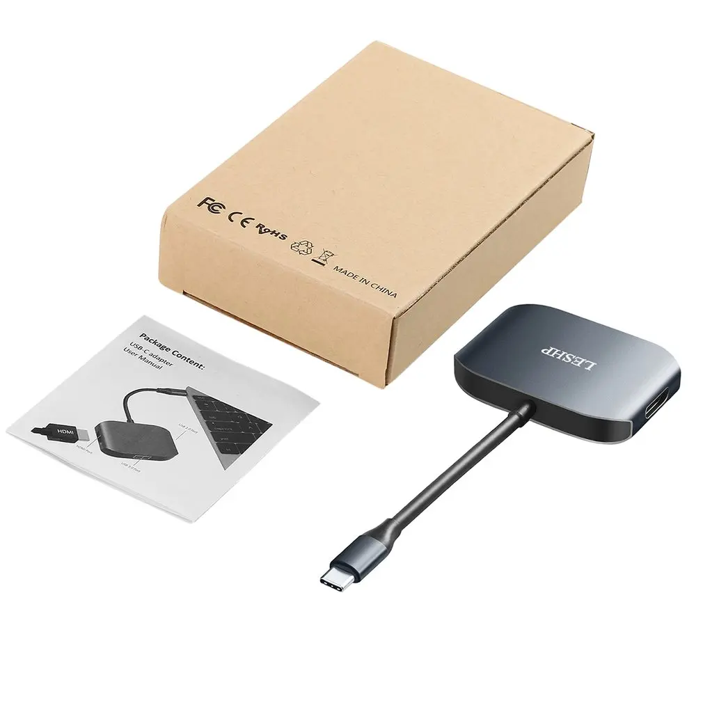 USB-C к USB 3,0 и USB 2,0 и VGA конвертер кабель адаптер алюминиевый сплав тип-c концентратор адаптер для устройств type-C UC28