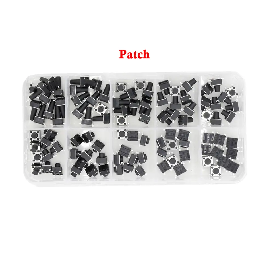 100 PCS 10 Models 6*6 Tact Switch Tactile Push Button Switch Kit Height: 4.1 5~12MM DIP 4P Micro Switch 6x6 Key Switch image 3