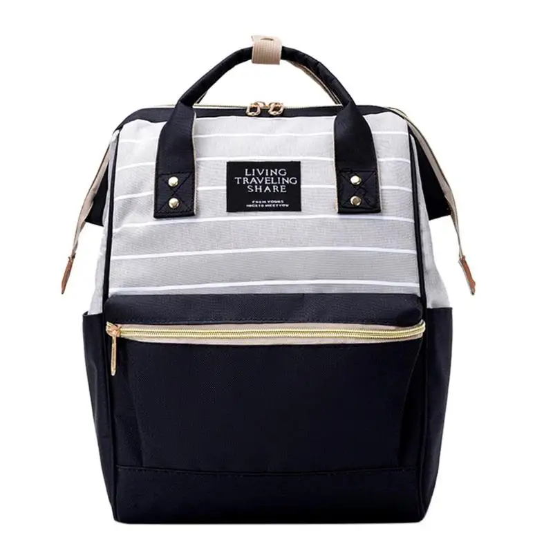 Новые модные дорожные сумки хит цвет портативный рюкзак для девочек полосатый женский большой емкости Вещевой мешок для путешествий школьный для пеших прогулок - Цвет: Black
