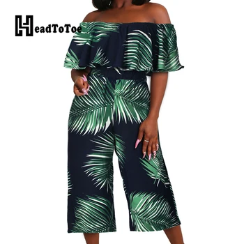 

summer one piece overalls leaf printed ropmers women jumpsuits