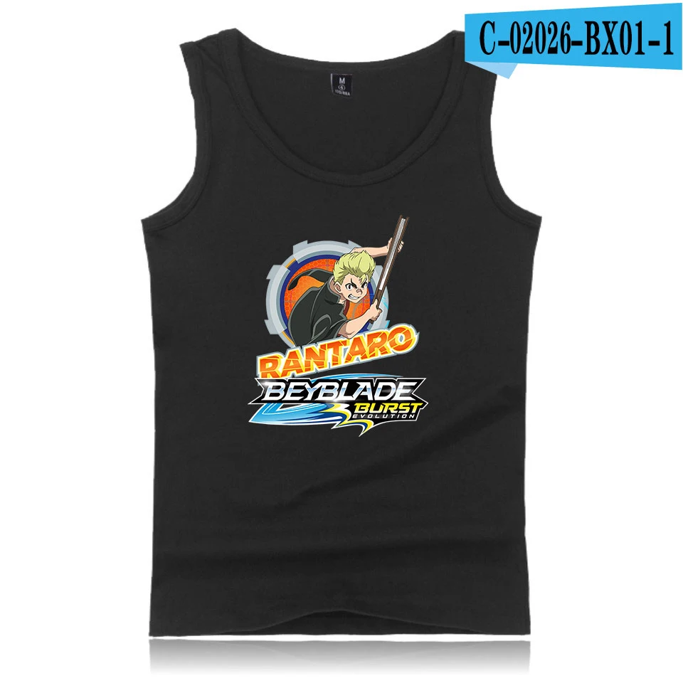 Beyblade Burst Evolution 2D печать хлопок модная мужская летняя майка с бретелями пальто без рукавов Горячая тренд Повседневная одежда жилет - Цвет: Black