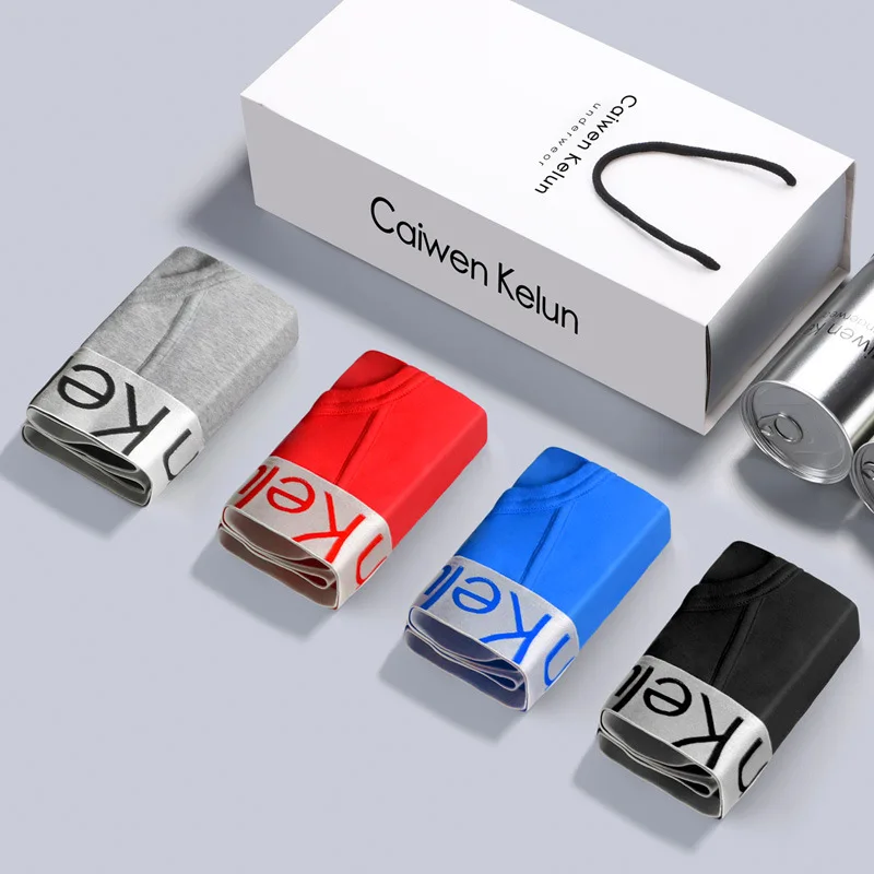 Men Underwear Pure cotton Triangle shorts head Sexy Breather Cool Underpants Comfortable Soft Men's Panties 4pcs Gift Box