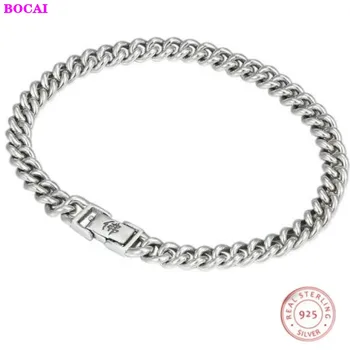 

S925 sterling silver men's bracelet personal ornament Thai silver popular simple Buddha word six word truth male Thin Bracelet