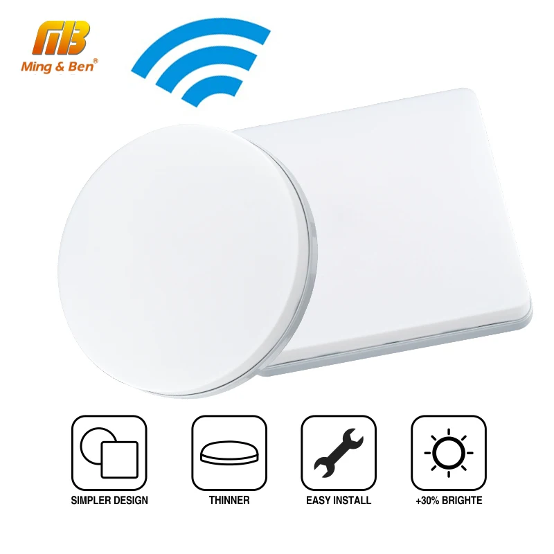 

Smart Square LED Panel Lamp 48W 85-265V Round LED Ceiling Light RGB White Warm White Three Color Adjustment Smart House Lighting