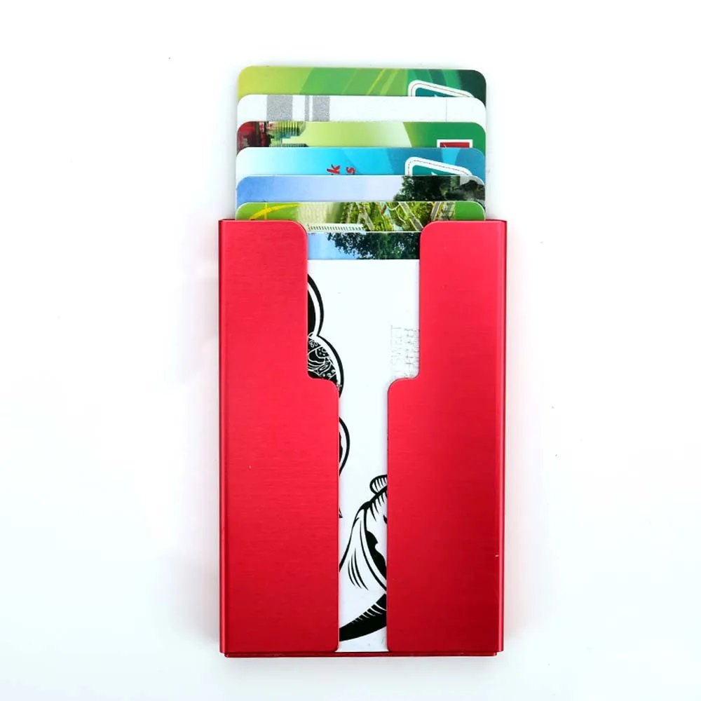 MAIOUMY ID-держатель для кредитных карт алюминиевый удобный мужской металлический кошелек держатель для кредитных карт алюминиевый кошелёк с блокировкой - Цвет: Red
