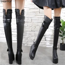 SWYIVY/сапоги из искусственной кожи на сверхвысокая платформа; женская обувь на танкетке; коллекция года; женская зимняя обувь; ботильоны для женщин без застежки; Короткие Плюшевые ботинки