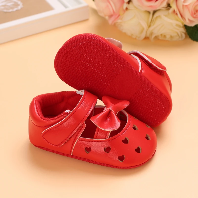 Baby Spring And Autumn Style Lovely Bow Solid Color Soft Sole Princess Shoes 0-18 Months Newborn Baby Casual Walking Shoes