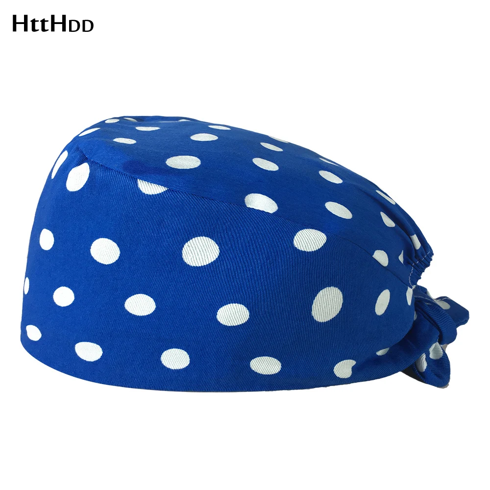 

Beauty salon Work wear printing scrubs hats Lab dust-proof work caps with Sweat-absorbent inside Health service scrubs caps new