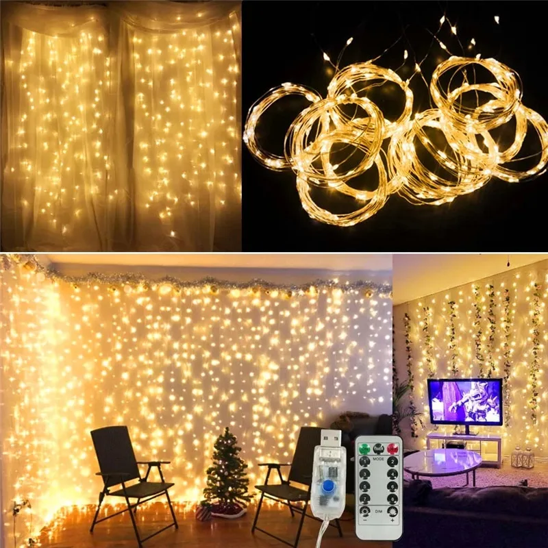 300 LED Wire String Lights Home Fairy Xmas Party Decor Lamp Controller IP65 USB 