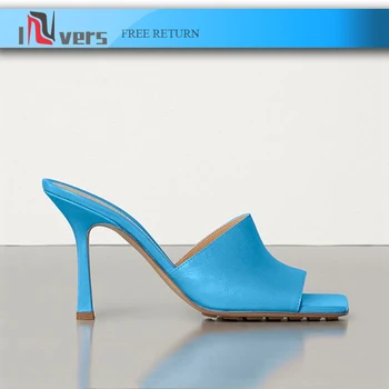 

Women's high-heeled shoes 2020 summer new versatile fine heel French fashion wear square head slippers cold style catwalk