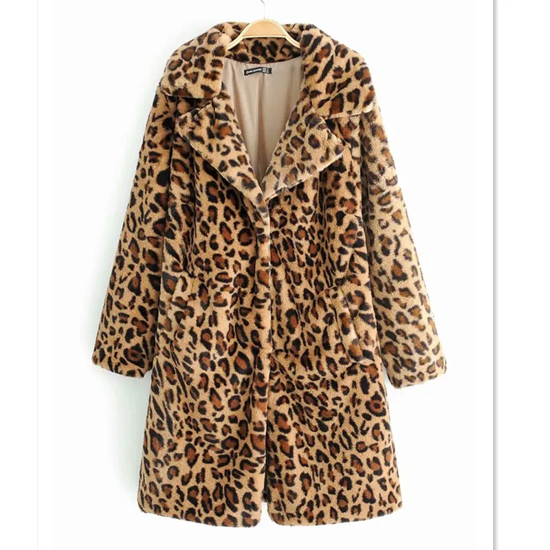 leopard Осенне-зимняя искусственная Меховая куртка, пальто, верхняя одежда для женщин, теплая Женская одежда с леопардовым принтом, одежда s m l - Цвет: leopard