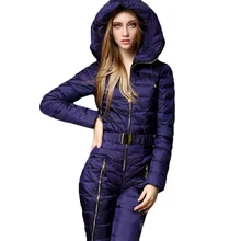 New Style One-piece down Jacket Women's Winter European And American One-piece Ski Suit Thick Slimming down Jacket