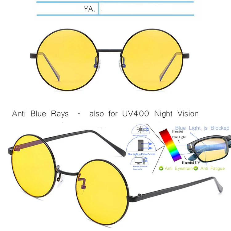 IVSTA круглые очки с защитой от синих лучей, компьютерный синий светильник, блокирующая игровая желтая оптическая рамка ночного видения для мужчин и женщин, золотистый металл