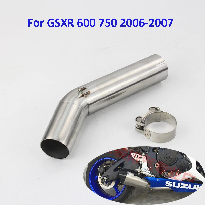 For Suzuki GSXR600 750 2006-2007 Exhaust System Muffler Tip 51mm Slip Mid Pipe
