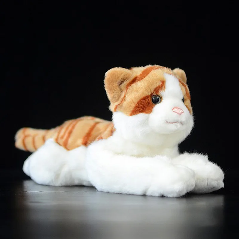 37cm Lifelike Yellow Stripe Tabby Plush Toy American Shorthair Cat Simulation Real Life Doll Children Baby Lovely Birthday Gift | Игрушки и