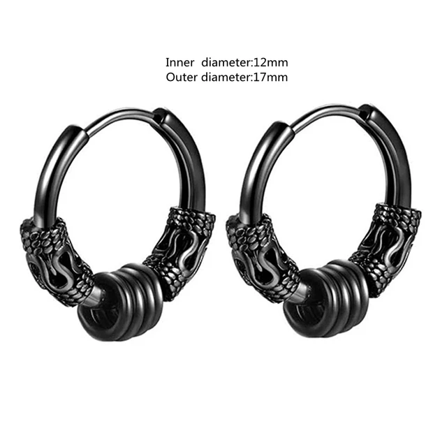 Huggie Hoop Earrings Small Stainless Steel Earrings Women Men Ear Piercing Ring Anti-Allergic Jewelry AL4376-Black