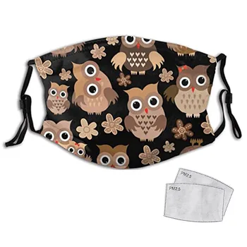 

Unisex Face Covering Owl Washable and Reusable Mouth Face Warm Windproof Face Product With Gasket Dustproof Mask Covering#45