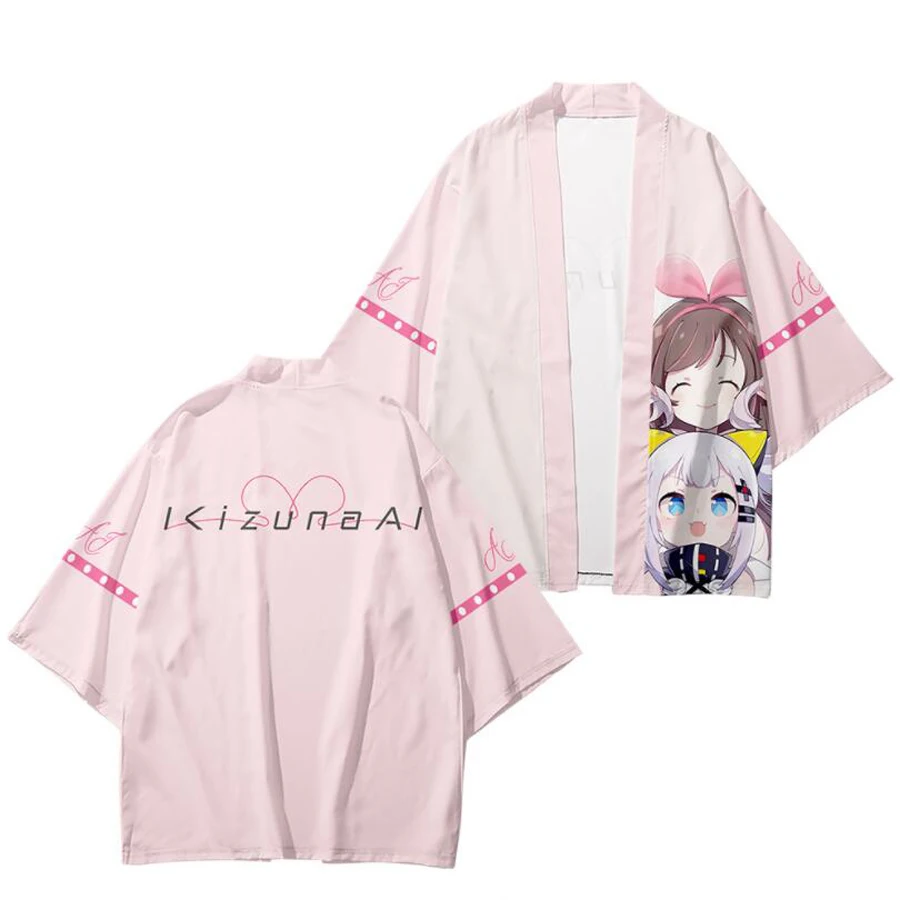 Anime Kizuna Ai Cosplay Japanese Kimono Haori Yukata Women/Men Fashion Summer Casual Cool Short Sleeve Streetwear Shirt