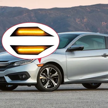 

LED Side Marker Turn Signal Lamp light(Amber)LED Running light/Position lights(white)for Honda Civic 2016+