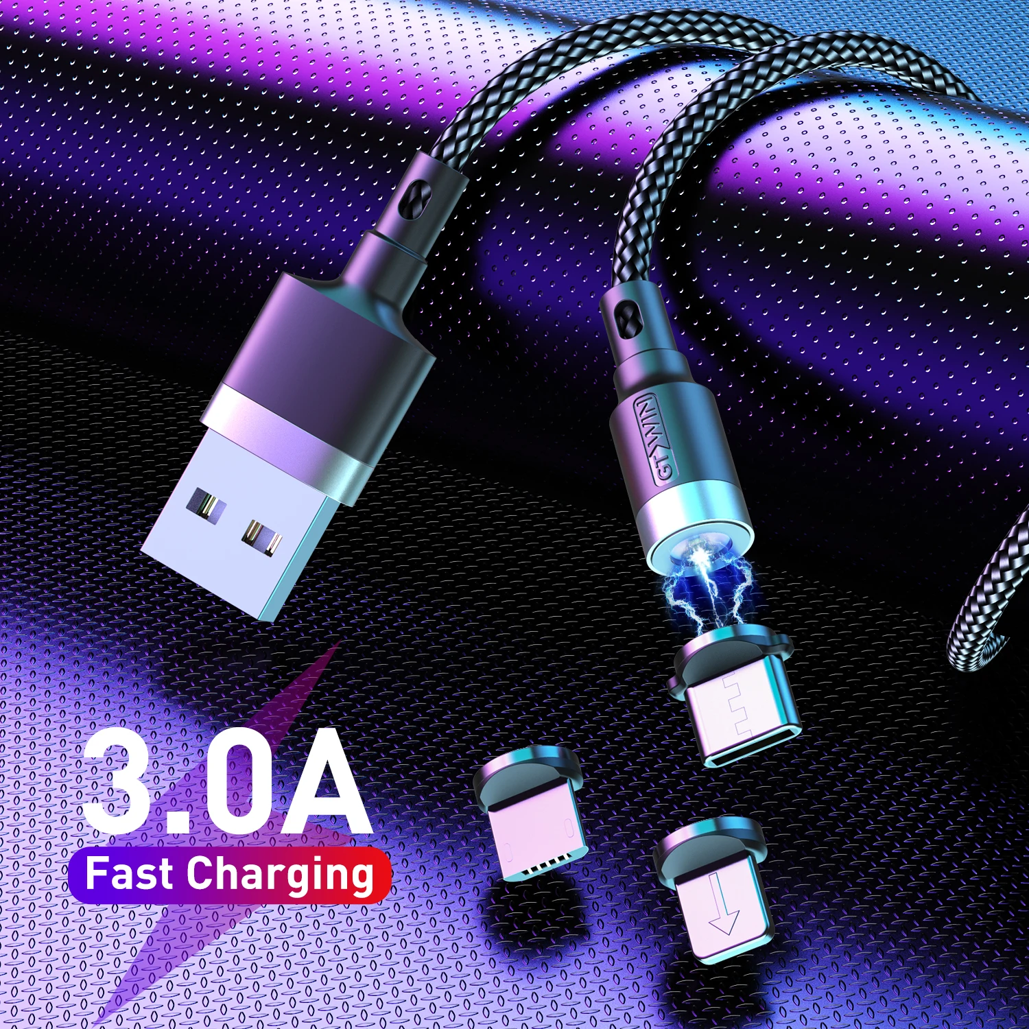 Магнитный кабель GTWIN 3A Micro usb Type C для быстрой зарядки зарядный передачи данных c